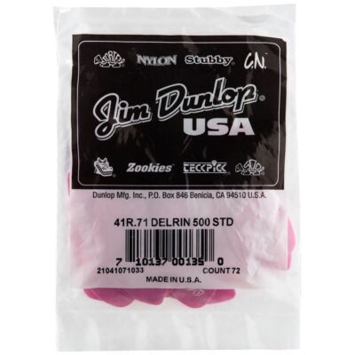 Dunlop 41R.71 Delrin Standard Guitar Picks, .71mm, 72-Pack