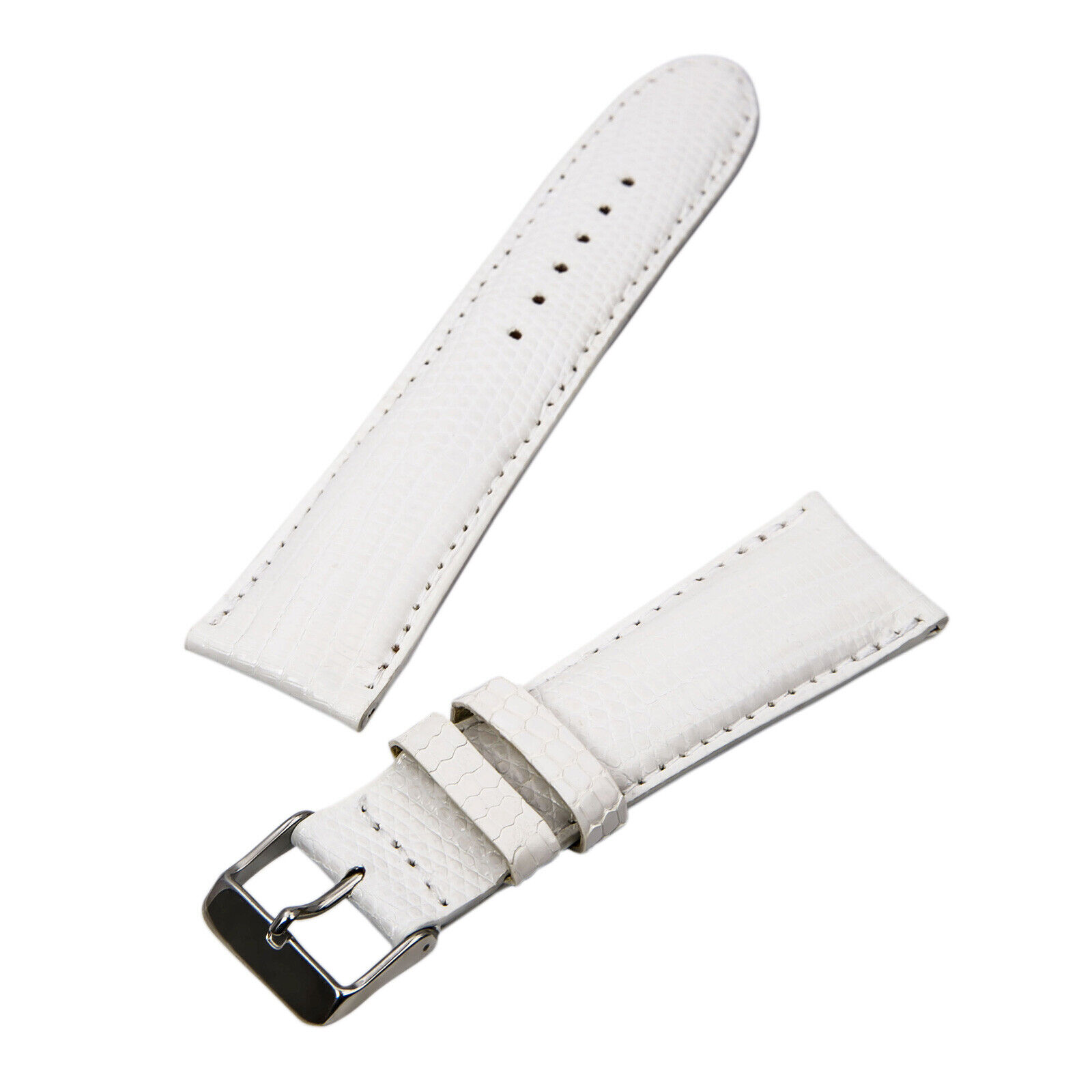 Brentwood White 24 mm Wide Genuine Lizard Leather Band
