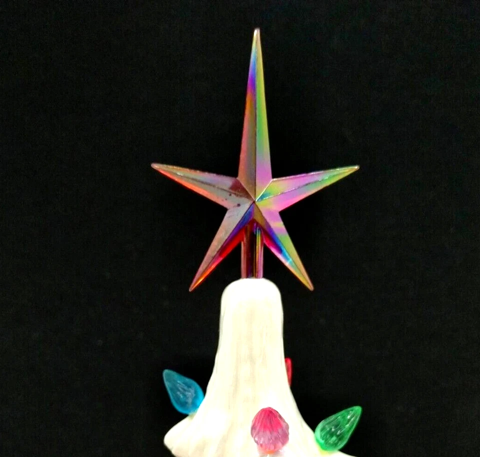 Medium RED Iridescent Aurora Star Topper for Ceramic Christmas Tree lights New - Image 2 of 4