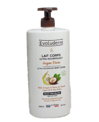 Evoluderm Argan Divin Lait Corps Ultra Nourishing Body Lotion 34 fl oz / 1000 mL