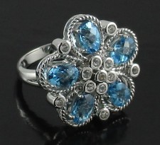 Sima K 4.64ct. Swiss Blue Topaz & White Topaz...