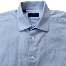 David Donahue Shirt Mens Size 17-34/35 Long Sleeve Button Dress Light Blue
