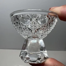 (3)Vintage EAPG Hexagonal Pedestal Lead Crystal Open Salt Cellar Made In Germany