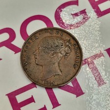1854 Victoria 1 Penny Copper Coin Good Condition