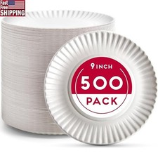 Heavy Duty Disposable Paper Plates 9in Eco Friendly Party Plates Pack of 500 New