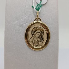 CIONDOLO MEDAGLIA SACRA MADONNA CON BAMBINO IN ORO GIALLO 18KT 1,6 GR. (7989)