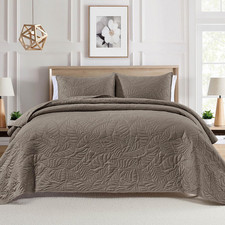 Ultrasonic Quilt Set 3-Piece Bedding Set Pre-Washed Microfiber Ultra Soft Lightw