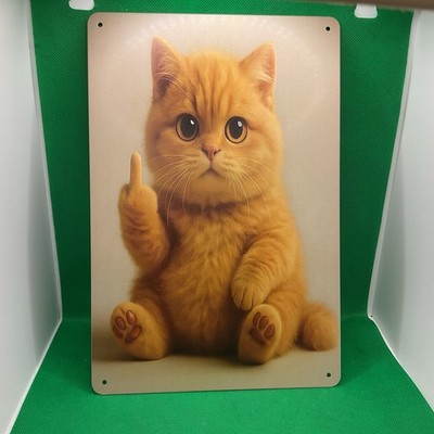 ￼ Mr. Leo  Cat-Thoughts about Low Calorie Cat Food-Metal Sign