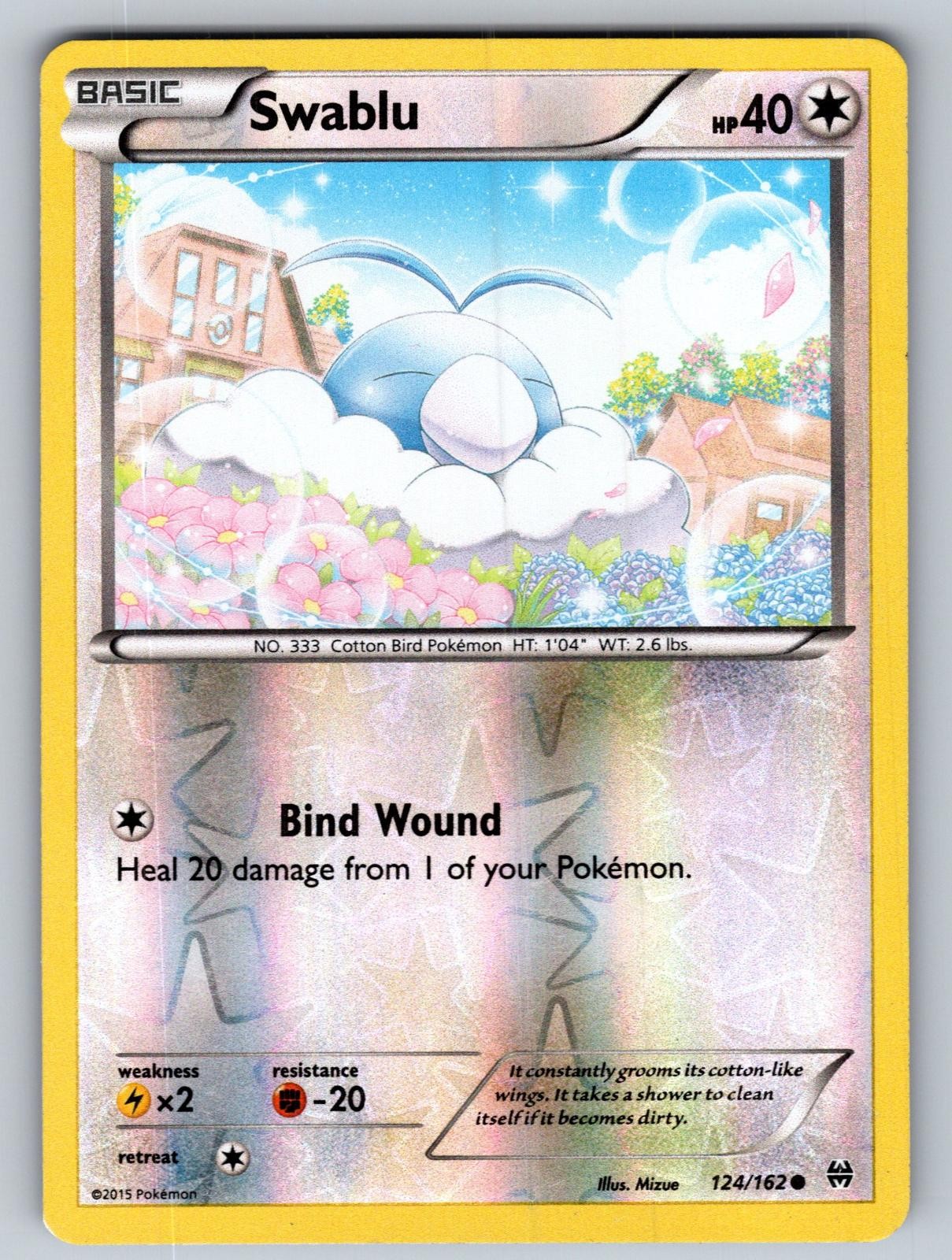 Swablu 124/162 Common BREAKthrough Pokemon Reverse Holo Lightly Played