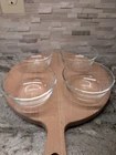 Set of 4 Pyrex 464 Scalloped 3 Ring Glass Custard Cup Ramekin 300 ml 10oz