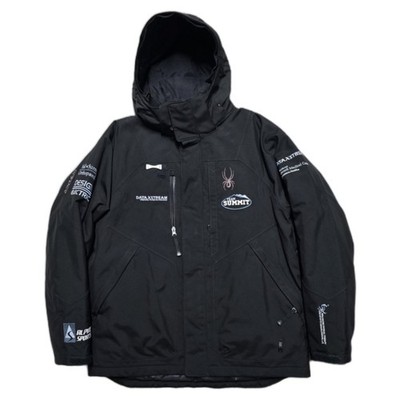 SPYDER Jacket TEAM Summit Ski Coat Mens M Black SPONSOR Patch Hooded Thinsulate
