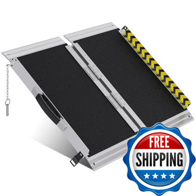 Whalemotor Portable Wheelchair Ramp 2Ft Anti-Slip Aluminum Folding Portable