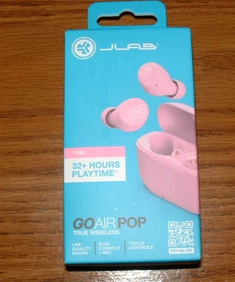 JLab Go AIR POP True Wireless Bluetooth Earbuds, iOS, Android, Headphones -Pink