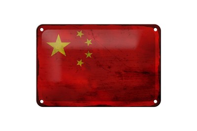 mrdeco Metall Schild 12x18cm gewölbt China Flag of China Rost Schild