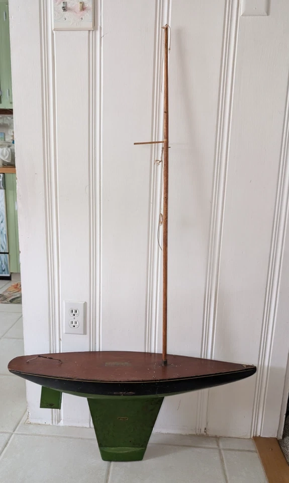 Pond Boat Antique Sail Boat Ship Model Seaworthy Defender - Image 2 of 4