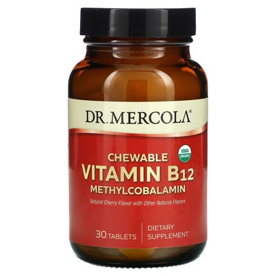 2 X Dr. Mercola, Chewable Vitamin B12 Methylcobalamin, Natural Cherry, 30 Tablet