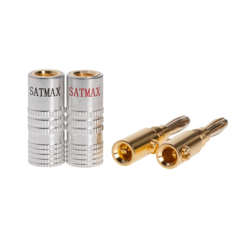 24K Gold Plated Banana Plug Speaker Wire Connector Screw Jack Pack Lot Black Red - Image 2 of 4