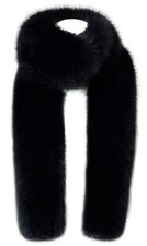 Fluffy Faux Fox Fur Shawl Womens Wedding Halloween 1920s Party Stole Black