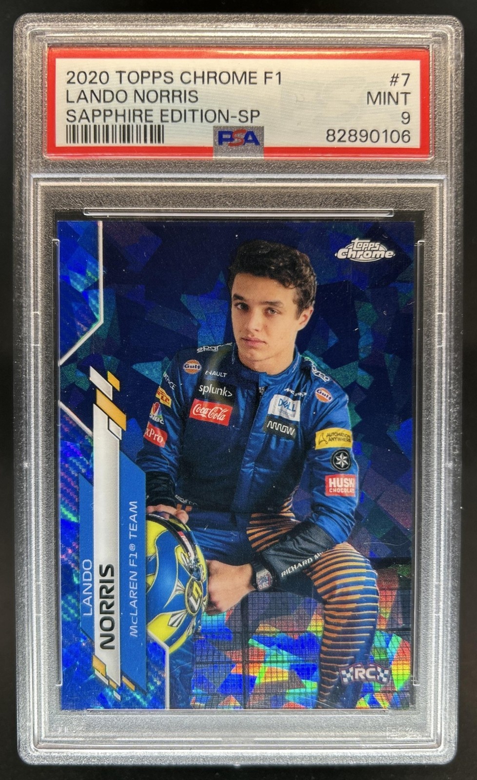 2020 Topps Chrome Sapphire F1 Formula 1 Lando Norris SP Rookie RC VAR #7b PSA 9