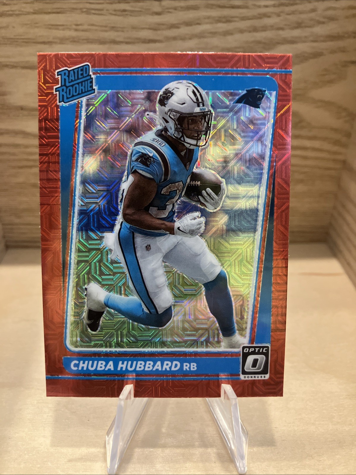 2021 Panini Donruss Optic - Rated Rookie Chuba Hubbard #225 Red Mojo Prizm (RC)
