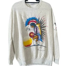 Vintage 90s Native Dancer, Eagle, and Sunset Art Nature Crewneck Adult Large