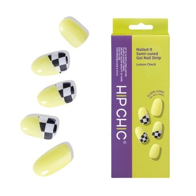 Hip Chic Nailed It Semi Cured Gel Nail Strips, Lemon Check