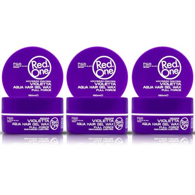 3x RED ONE AQUA HAIR GEL WAX FULL FORCE MAXIMUM CONTROL 150ML VIOLETTA