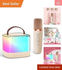 Portable Karaoke Speaker with Wireless Microphones  Colorful Lights for Kids