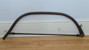 Vintage Large Bow Saw 33" Blade Primitive Rustic Logging Cabin Decor