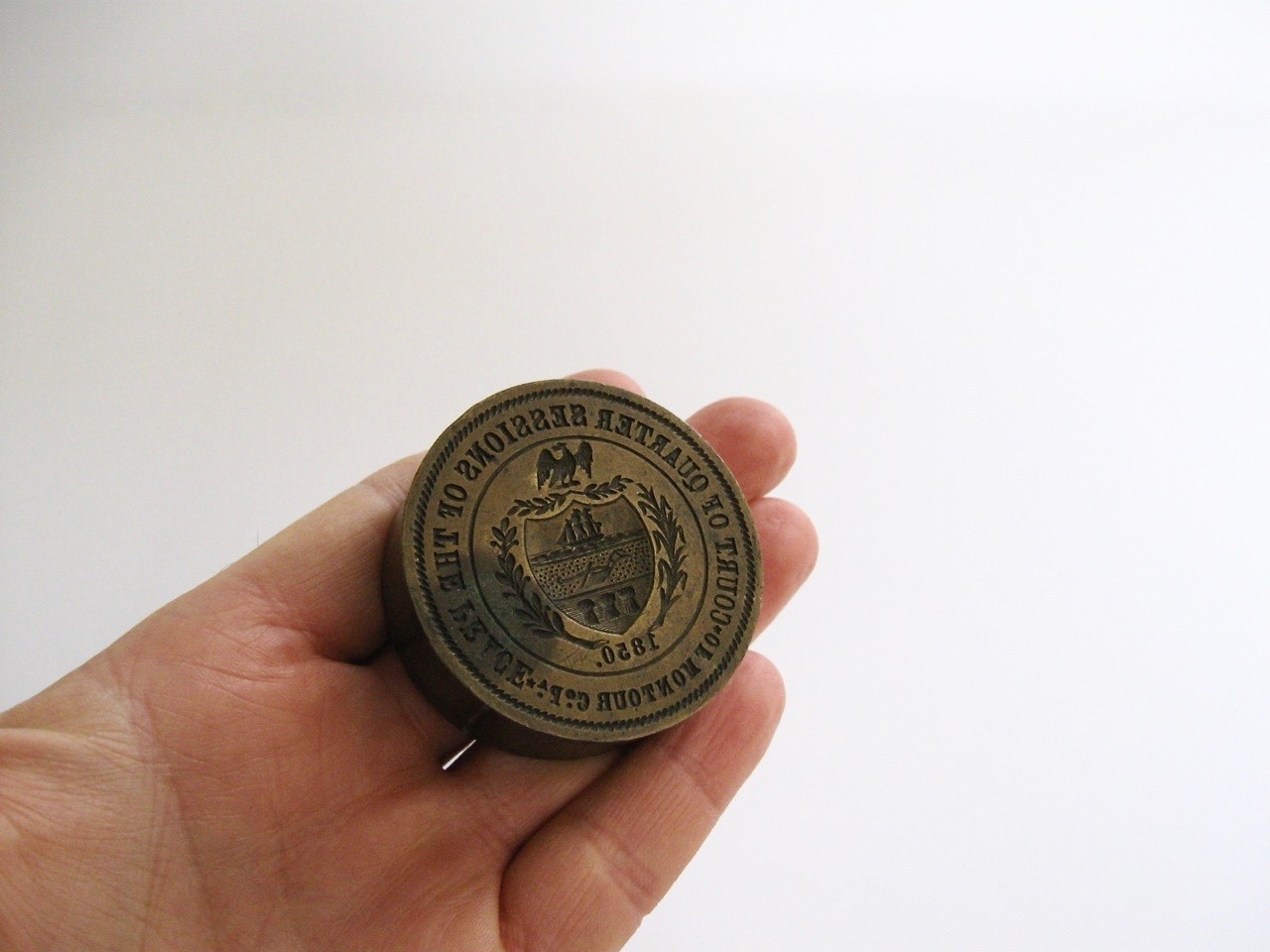 SUPERB AND RARE  1850  Antique COURT of MONTOUR COUNTY PA Wax Seal Sceau Peseau!