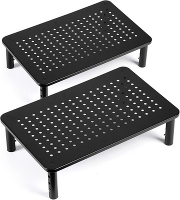 LOTEYIKE TV Monitor Riser Stand Metal 3 Height Adjustable 2 Pack