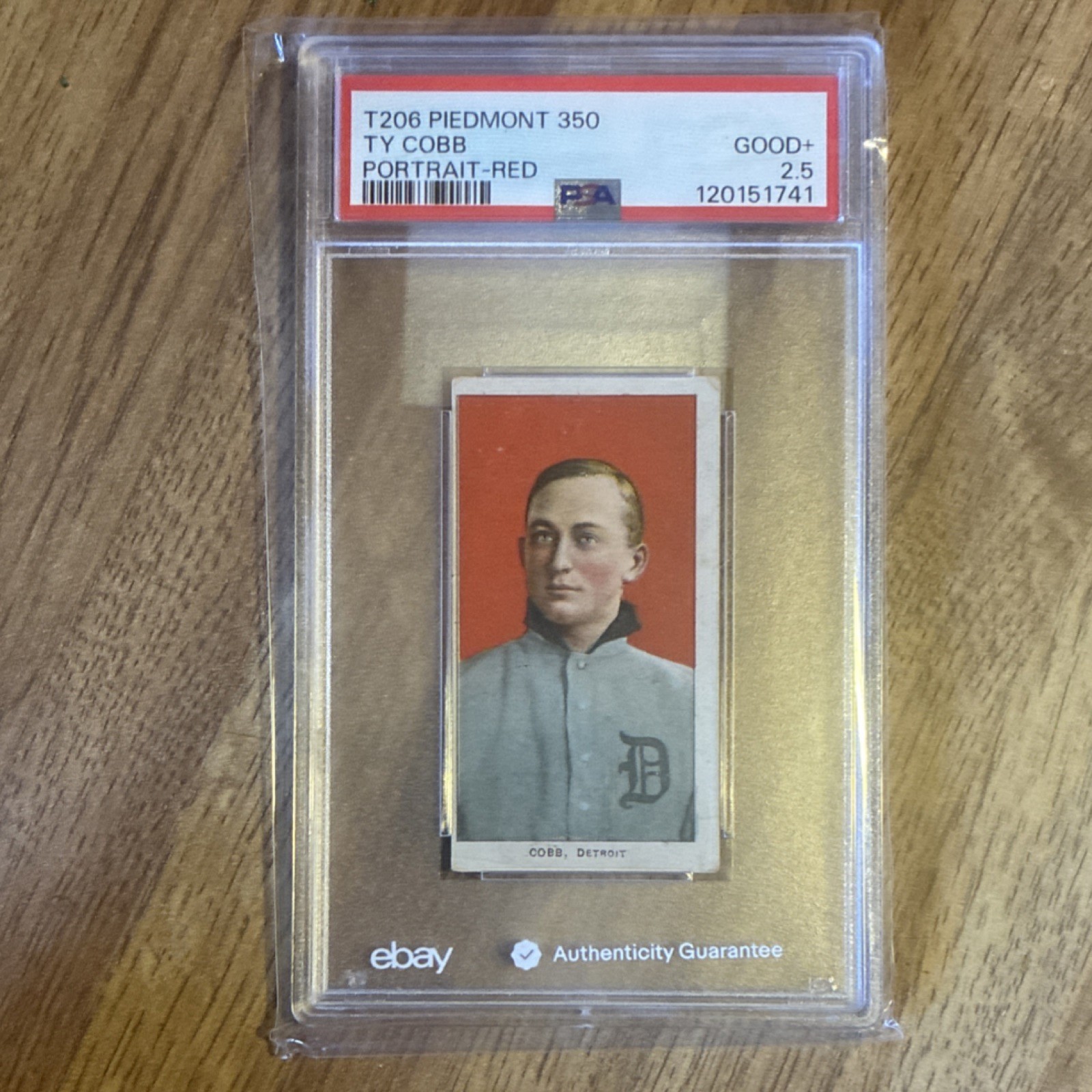 1909-11 T206 Ty Cobb Portrait-Red 350 Back PSA 2.5 Detroit Tigers