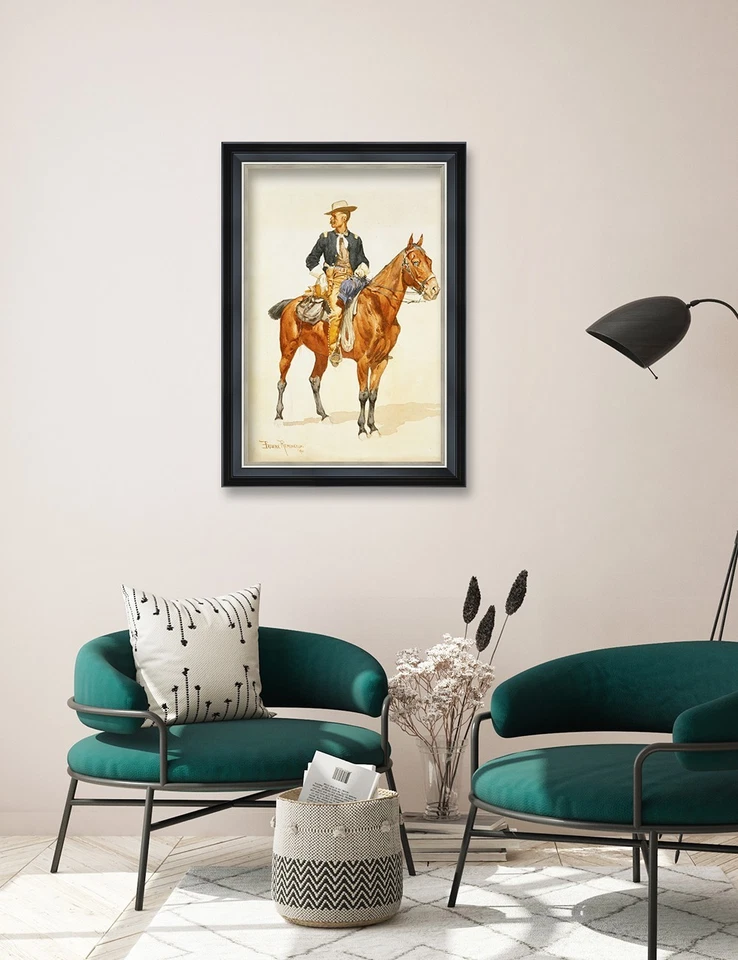 Arte de pared fino Frederic Remington: Jefe de los Crow Scouts, impresión en lienzo enmarcado Foto 4 de 4