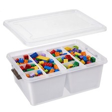 17QT Craft Storage Box with 2 Removable Caddy Trays, Clear Stackable Plastic ...