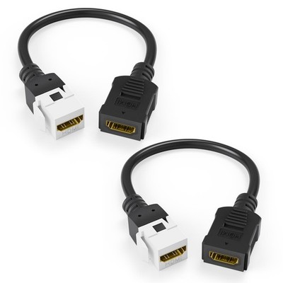 2-Pack HDMI Keystone Jack, Female to Female HDMI Pigtail Cable 4K HDMI2.0 Key...