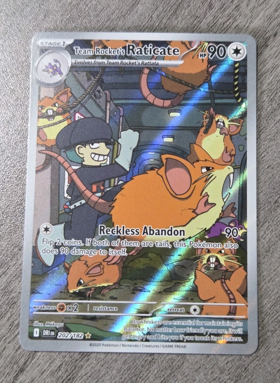 Team Rocket's Raticate 202/182 Illustration Rare Destined Rivals Pokemon NM