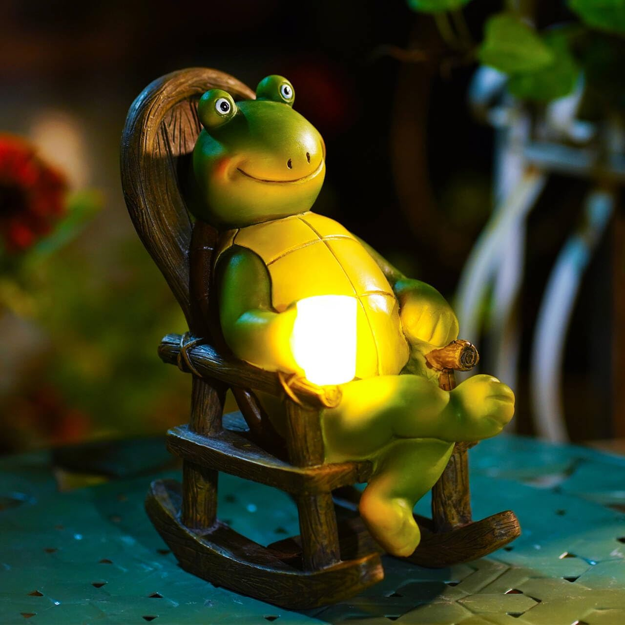 Solar-Powered Turtle Statue for Fairy Garden Outdoor Decor