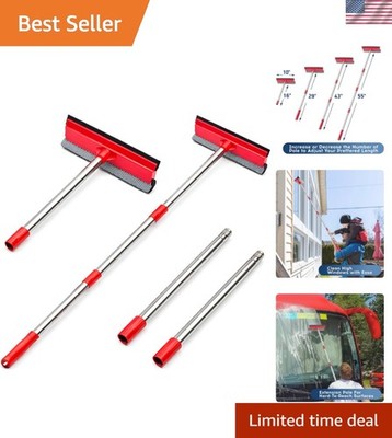 Window Squeegee, 2-in-1 Window Cleaner with 55'' Extension Poles, Window Washi...