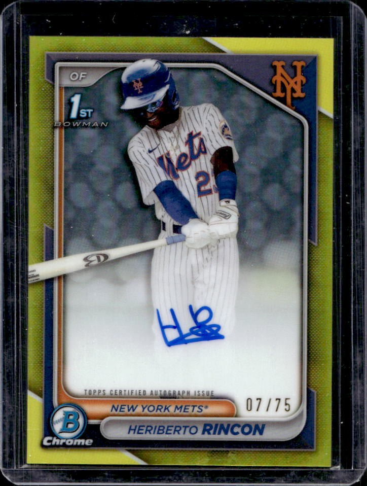 2024 Bowman Chrome Heriberto Rincon Auto Yellow Refractor 1st #7/75