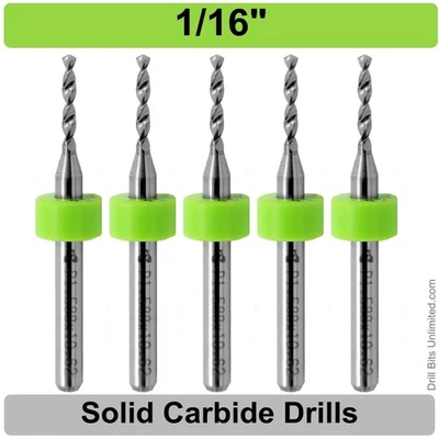 KYOCERA 1/16" .0625" Carbide Drill Bit 1/8" Shank FIVE Pieces - Premium Carbide Drills