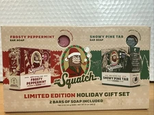 Dr Squatch Holiday Gift Set Of 2 Soaps Frosty Peppermint Snowy Pine Tar New