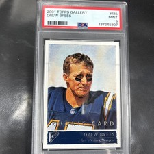 2001 Topps Gallery #115 Drew Brees Rookie Card (RC) *PSA 9 (MINT) *Chargers *HOF. rookie card picture