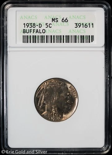 1938-D 5C Buffalo Nickel ANACS MS 66 | Soap Box Uncirculated UNC