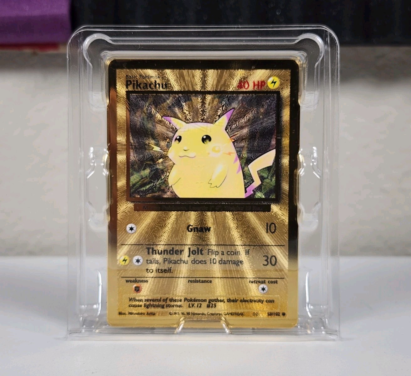 Pokemon TCG Pikachu Gold Metal Card 58/102 Celebrations 25th Anniversary Promo!