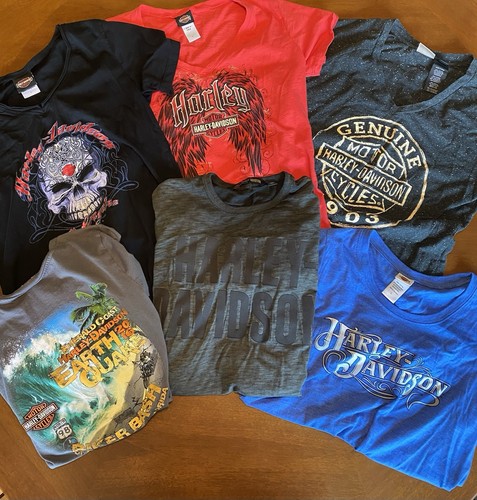 Lot X 6 Women's Harley Davidson T-Shirts Large Logo Fun Bundle 🚛💨Free Shipping
