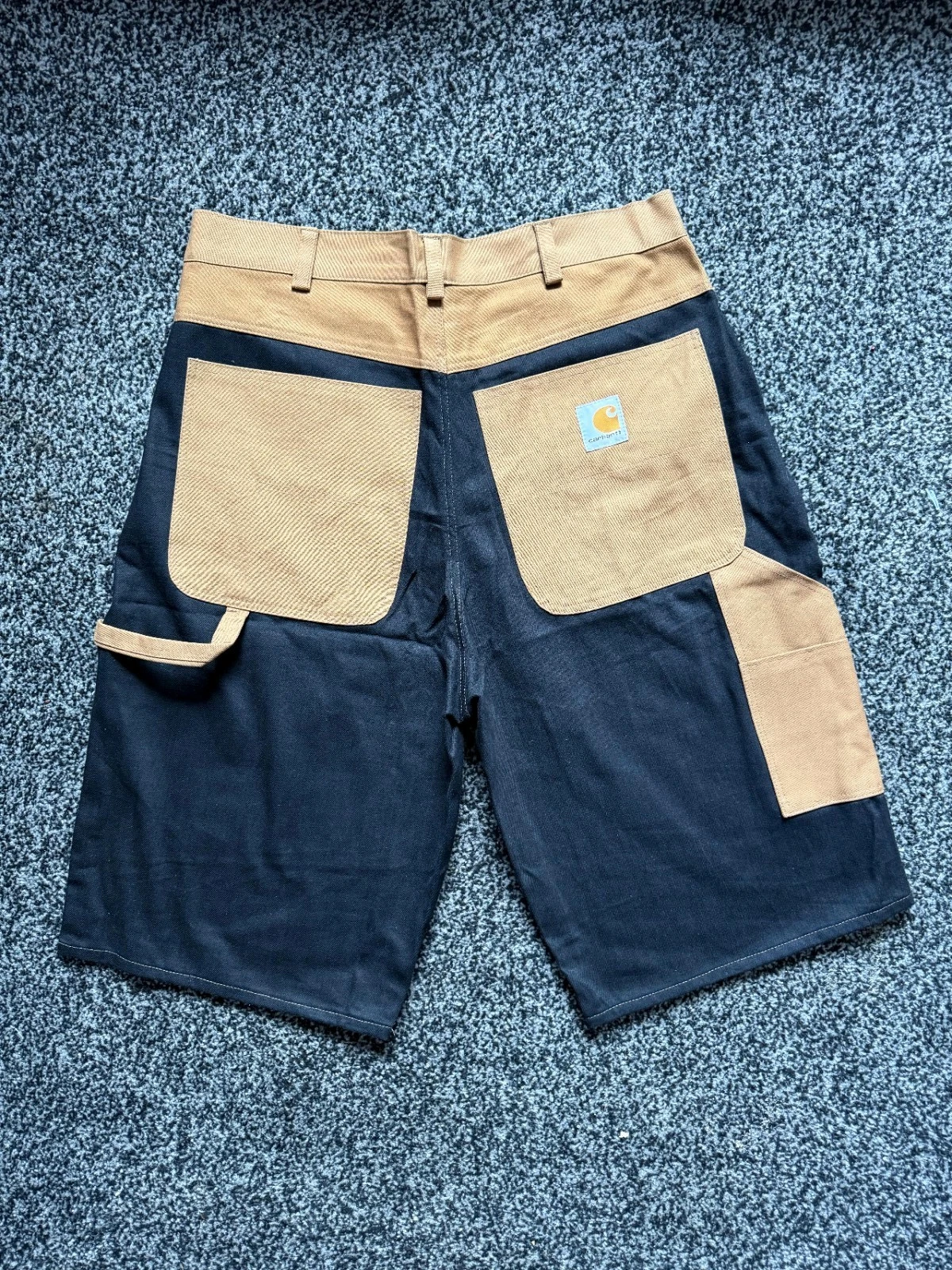 Baggy Vintage Style Denim Black and Tan Carhartt Jort / Short W30
