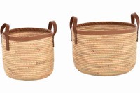 Set/2 Seegras DekoköRbe Zur Aufbewahrung Flechtkorb (Natur, Rund Ø40 / Ø30Cm)