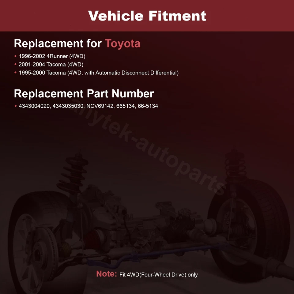 Eje delantero CV de 2 piezas para Toyota 4Runner 1996 1997 1998 1999 2000 2001 2002 Foto 2 de 4