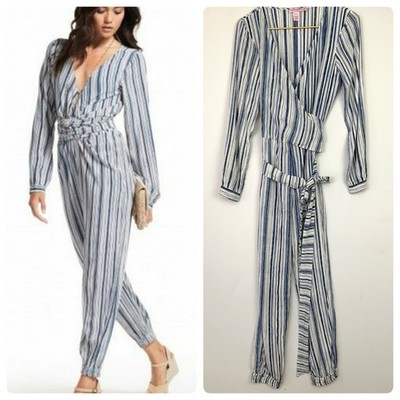 Calypso St. Barth Sz XS Mahonia Silk Long Sleeve Wrap Front Tie Waist Jumpsuit