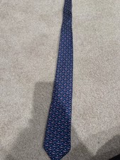Vineyard Vines Silk Tie With American flag Fish Blue